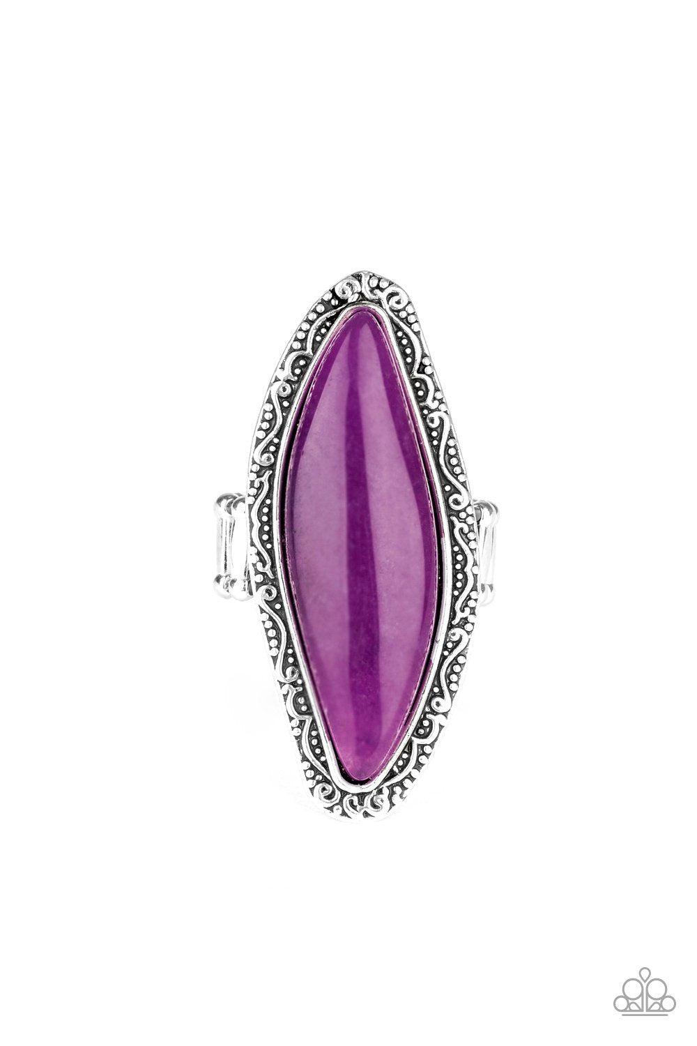 Mineral Mine Purple Stone Ring - Paparazzi Accessories- on model - CarasShop.com - Paparazzi Jewelry by Cara Jewels