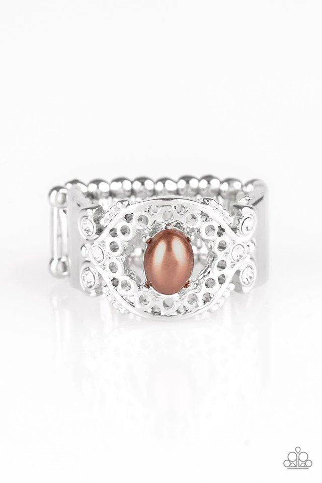 Mod Modest Brown Ring - Paparazzi Accessories- lightbox - CarasShop.com - Paparazzi Jewelry by Cara Jewels