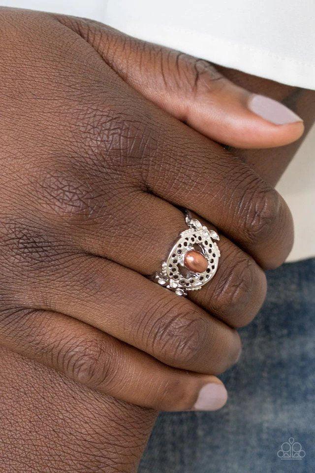 Mod Modest Brown Ring - Paparazzi Accessories- lightbox - CarasShop.com - Paparazzi Jewelry by Cara Jewels