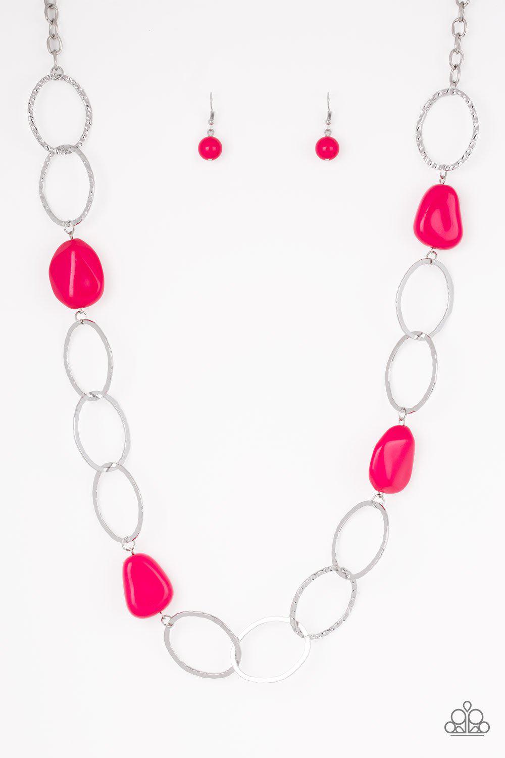 Modern Day Malibu Pink and Silver Necklace - Paparazzi Accessories- lightbox - CarasShop.com - Paparazzi Jewelry by Cara Jewels
