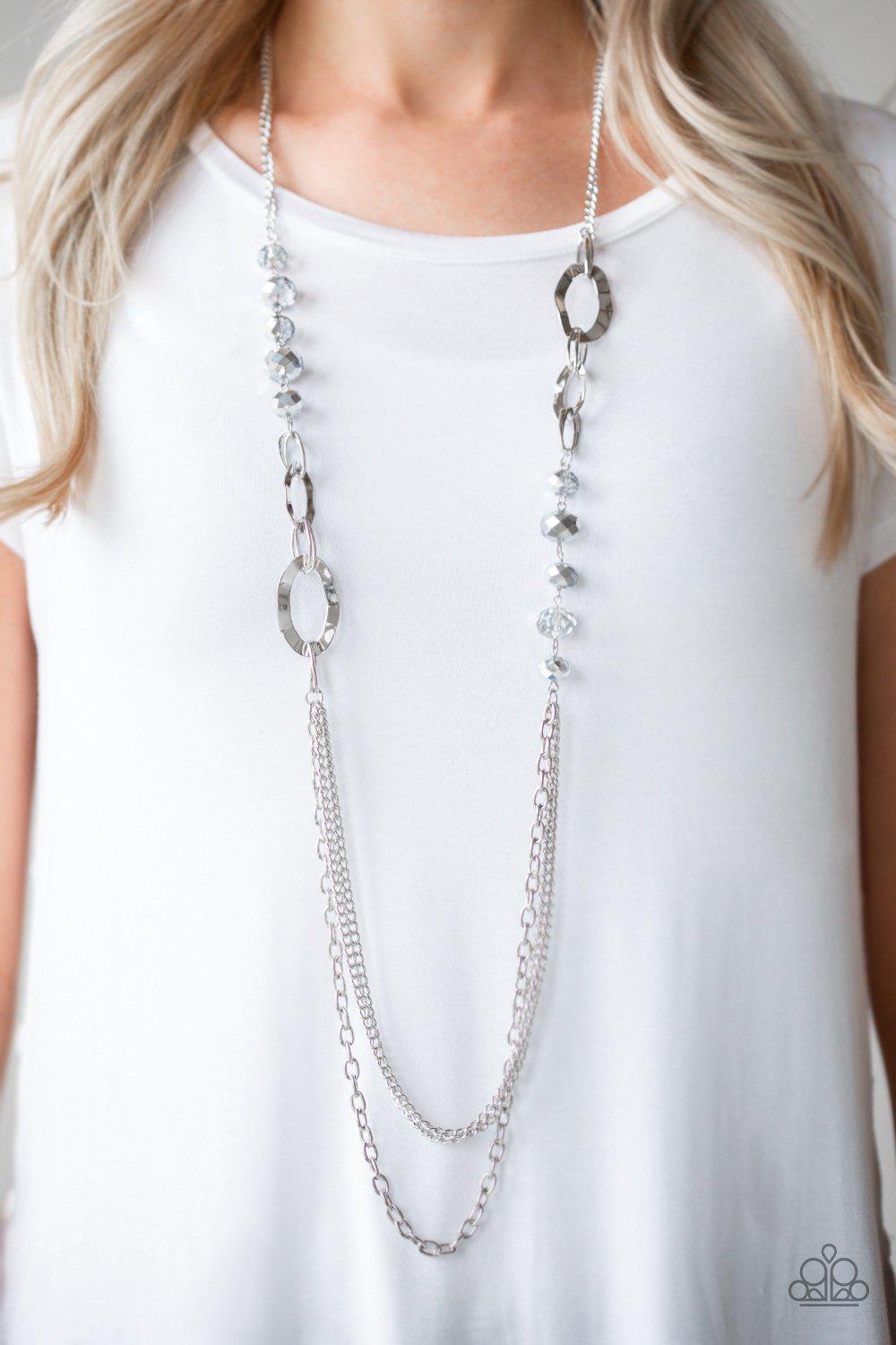Modern Girl Glam Silver Necklace - Paparazzi Accessories- lightbox - CarasShop.com - Paparazzi Jewelry by Cara Jewels