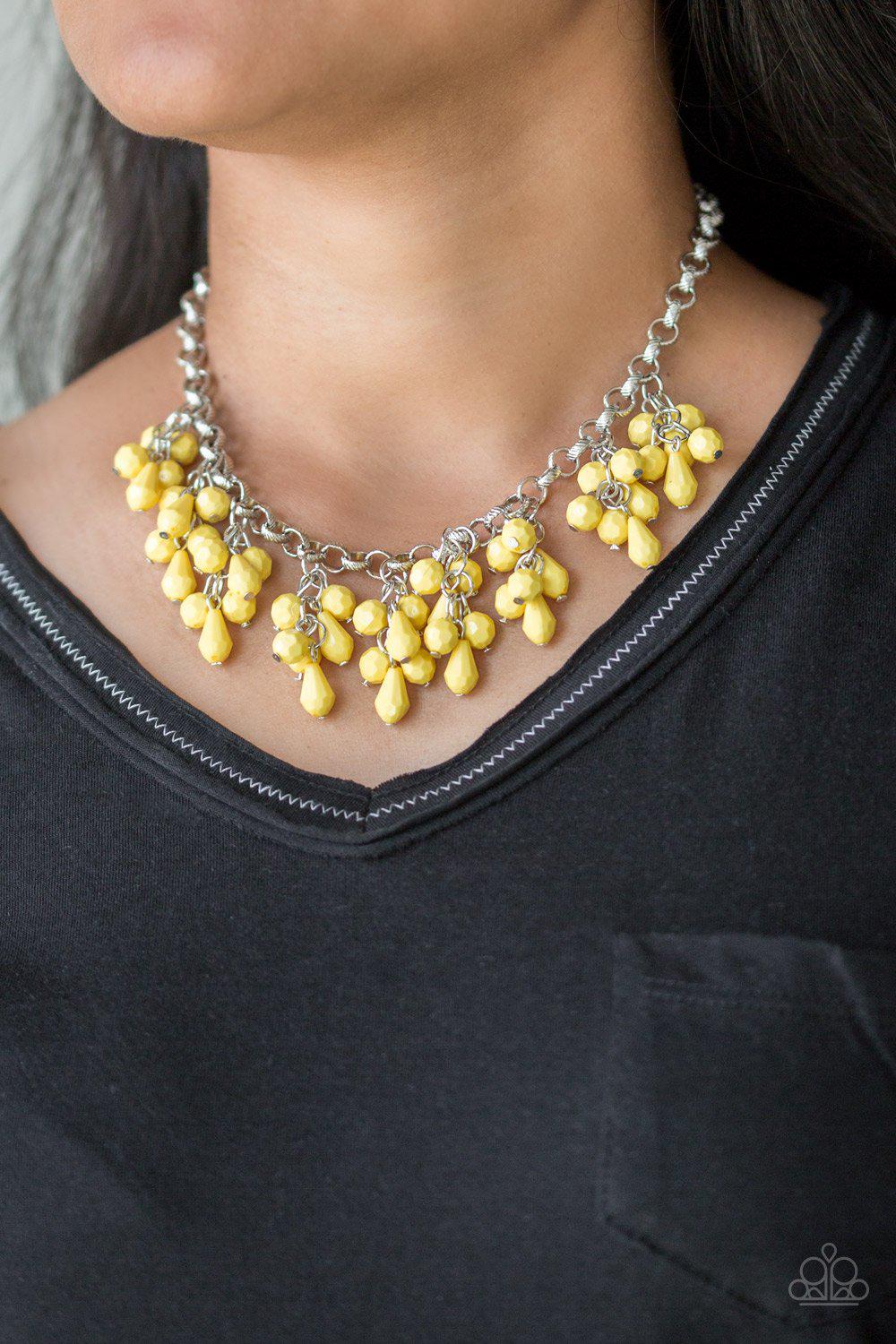 Modern Macarena Yellow Necklace - Paparazzi Accessories- lightbox - CarasShop.com - Paparazzi Jewelry by Cara Jewels