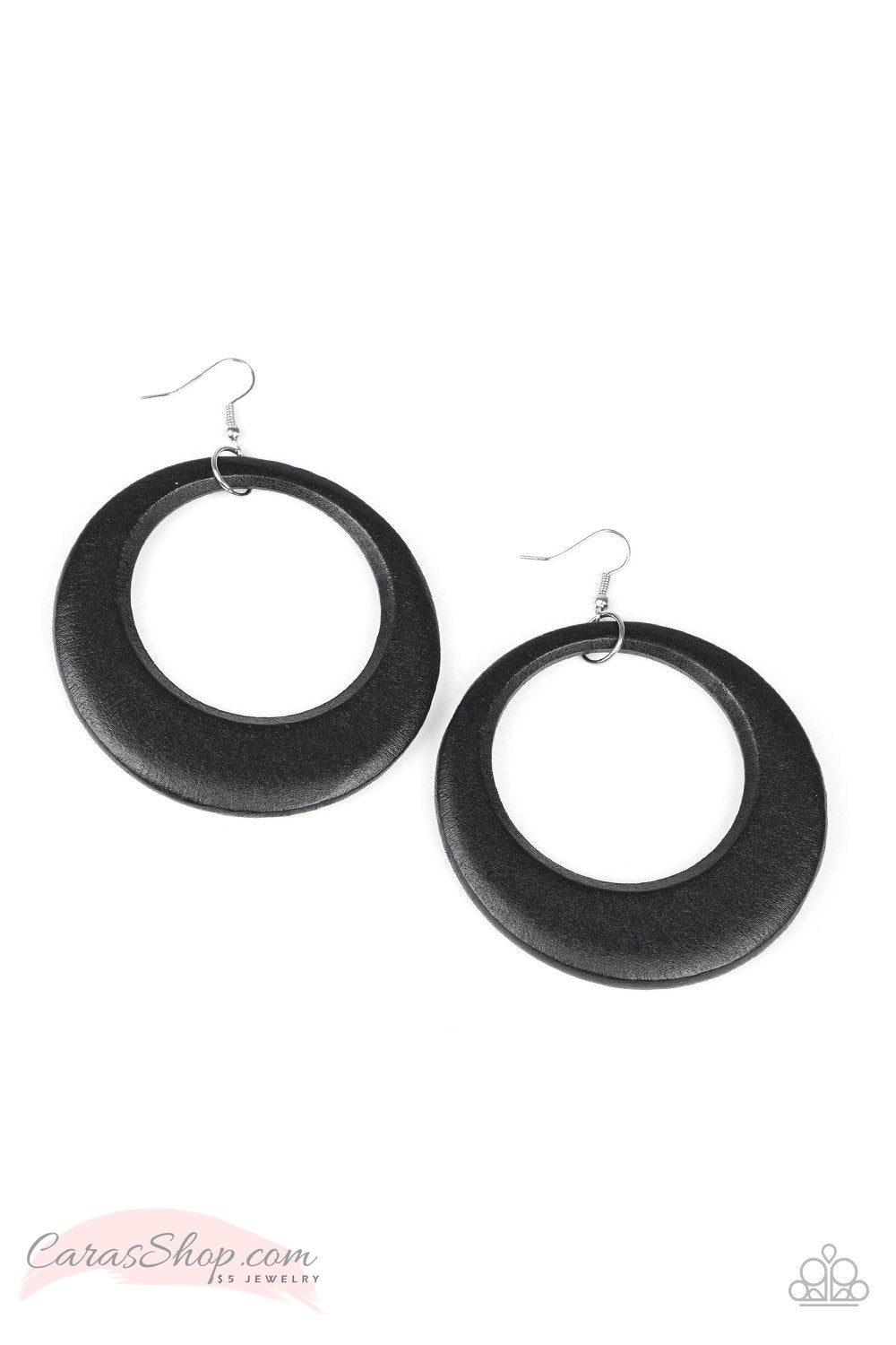 Modern Malibu Barbie - Black Wood Earrings - Paparazzi Accessories- on model - CarasShop.com - Paparazzi Jewelry by Cara Jewels