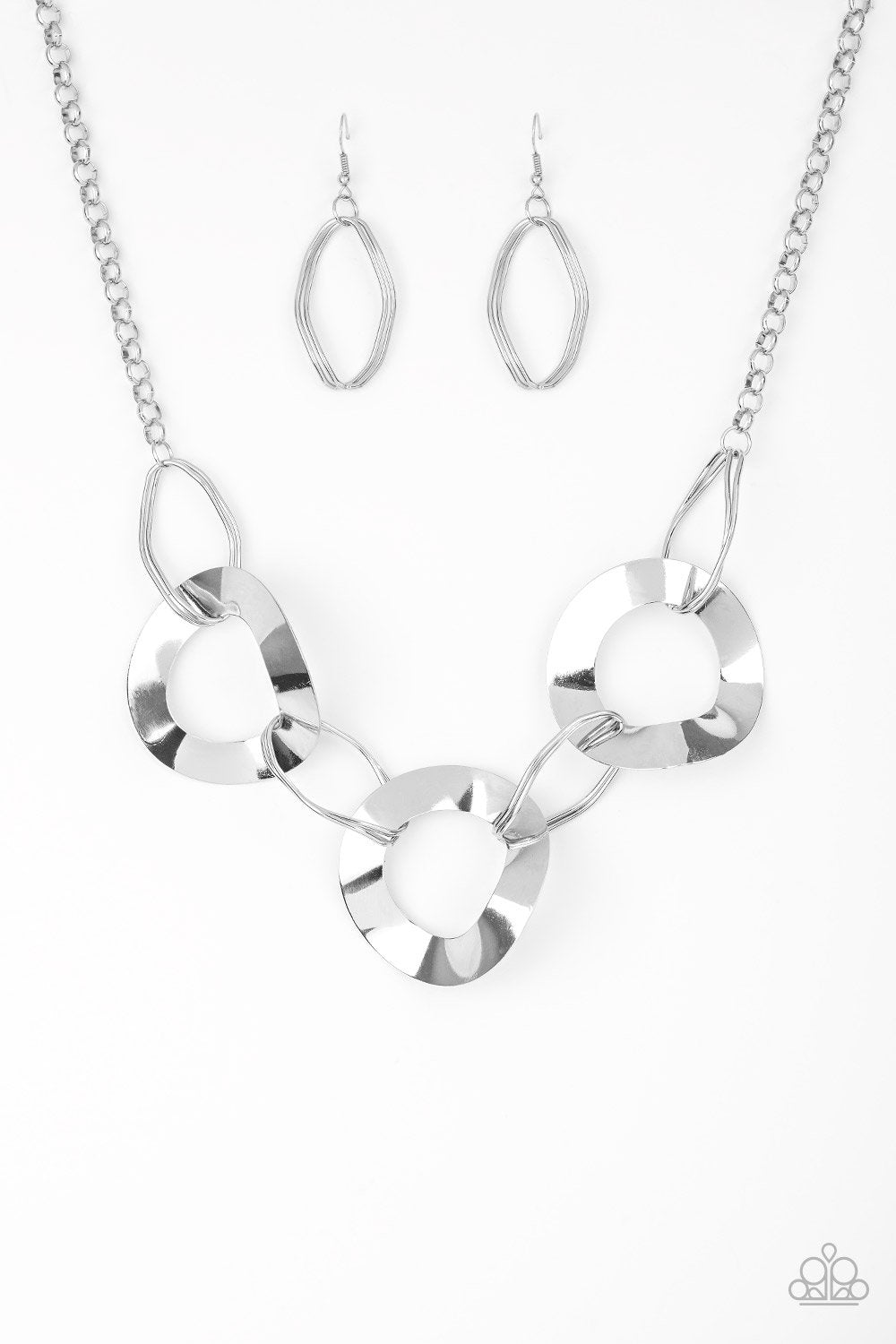 Modern Mechanics Silver Necklace - Paparazzi Accessories- lightbox - CarasShop.com - Paparazzi Jewelry by Cara Jewels