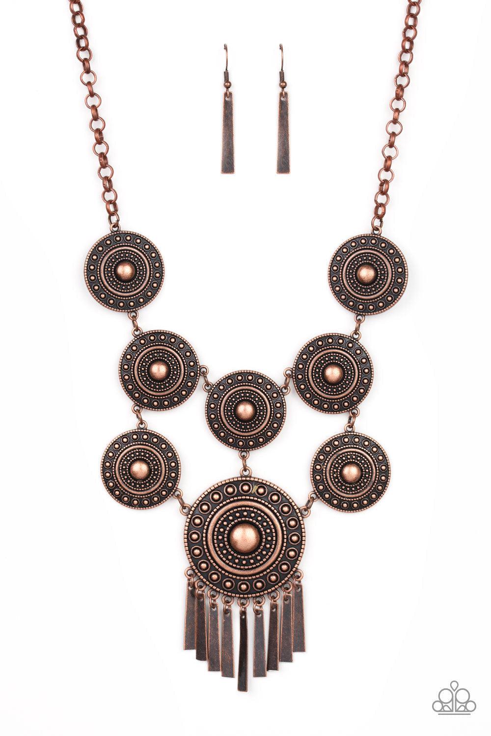 Modern Medalist Copper Necklace - Paparazzi Accessories- lightbox - CarasShop.com - Paparazzi Jewelry by Cara Jewels
