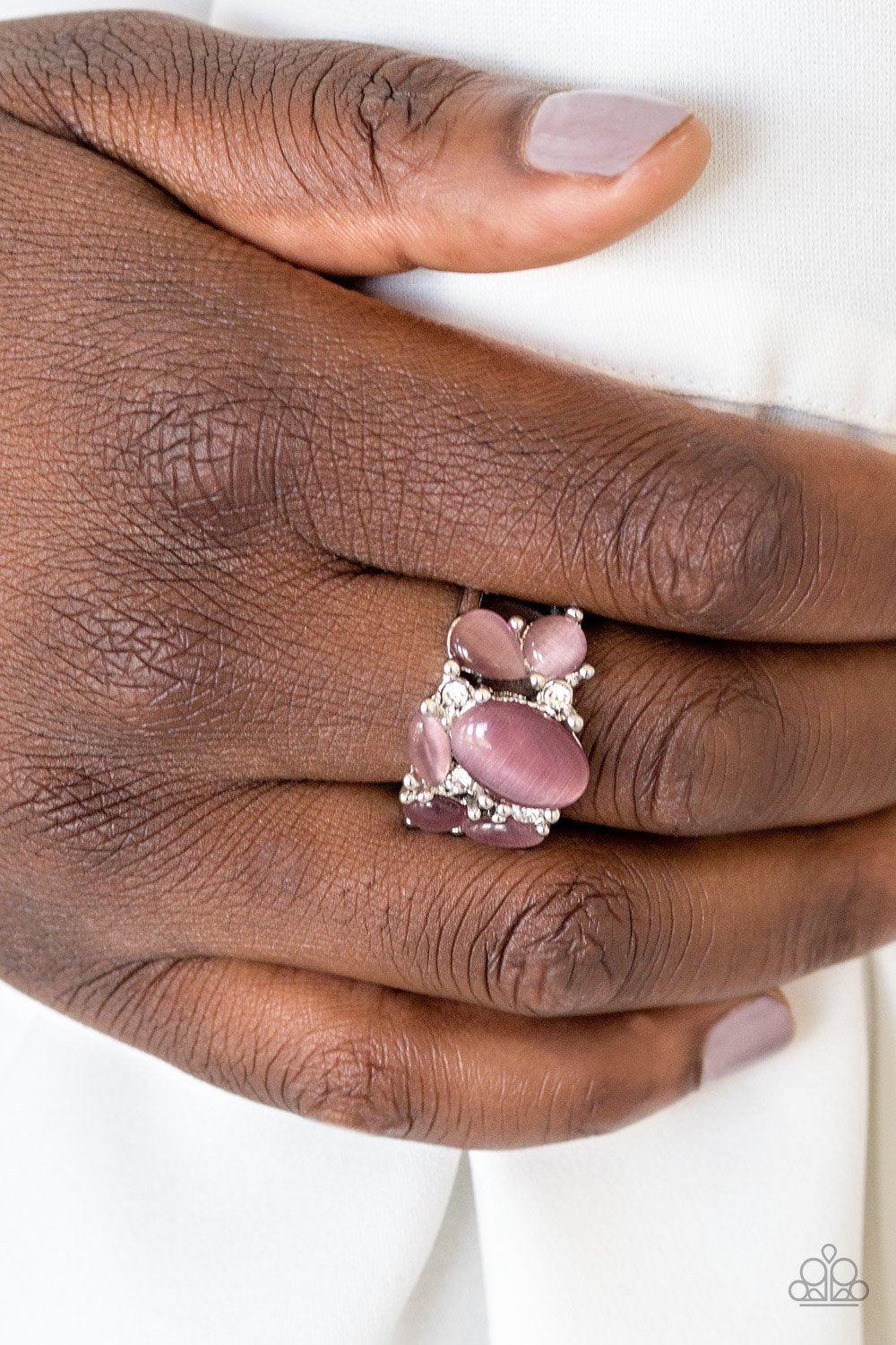 Modern Moonwalk Purple Moonstone Ring - Paparazzi Accessories- on model - CarasShop.com - Paparazzi Jewelry by Cara Jewels