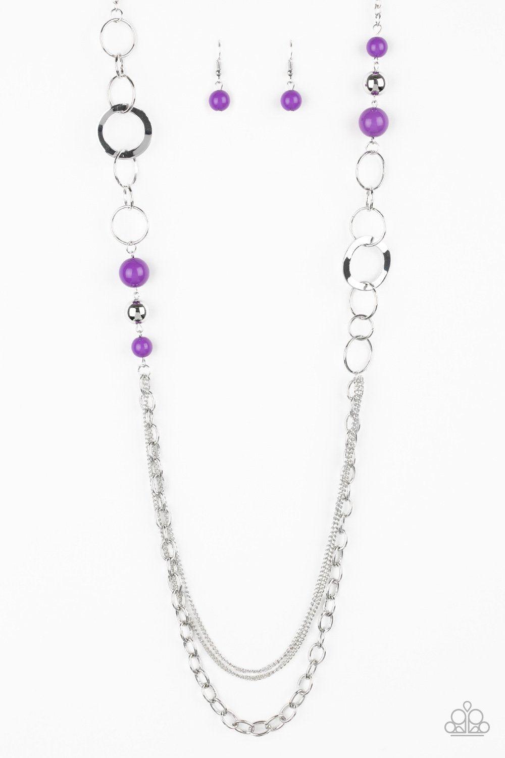 Modern Motley Purple and Silver Necklace - Paparazzi Accessories- lightbox - CarasShop.com - Paparazzi Jewelry by Cara Jewels