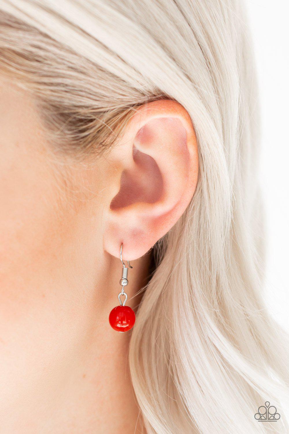 Modern Motley Red Necklace - Paparazzi Accessories - free matching earrings -CarasShop.com - Paparazzi Jewelry by Cara Jewels