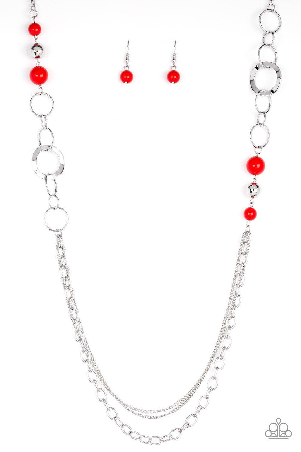 Modern Motley Red Necklace - Paparazzi Accessories- lightbox - CarasShop.com - Paparazzi Jewelry by Cara Jewels