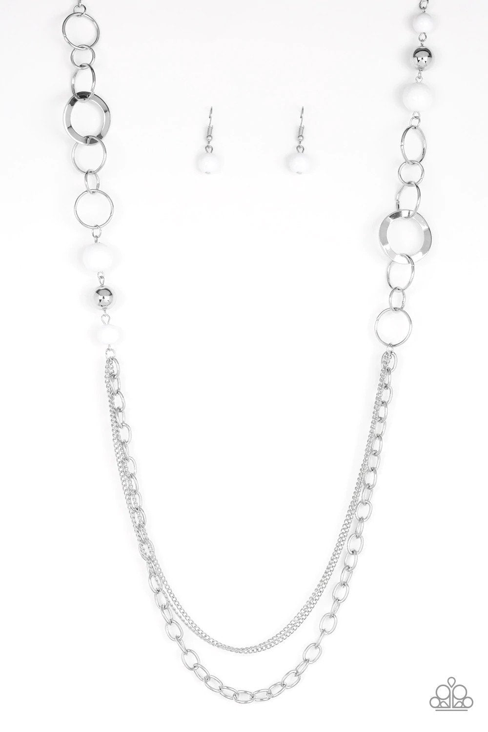 Modern Motley White Necklace - Paparazzi Accessories- lightbox - CarasShop.com - Paparazzi Jewelry by Cara Jewels