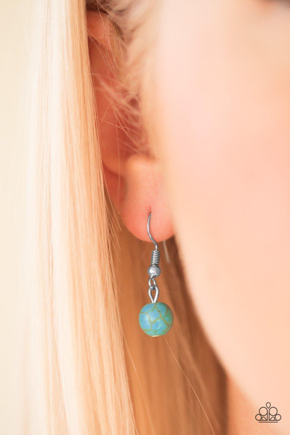 Modern Mountaineer Turquoise Blue Stone Lanyard Necklace - Paparazzi Accessories - free matching earrings -CarasShop.com - Paparazzi Jewelry by Cara Jewels