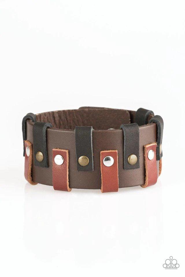 Modern Muskateer Brown Bracelet - Paparazzi Accessories- lightbox - CarasShop.com - Paparazzi Jewelry by Cara Jewels