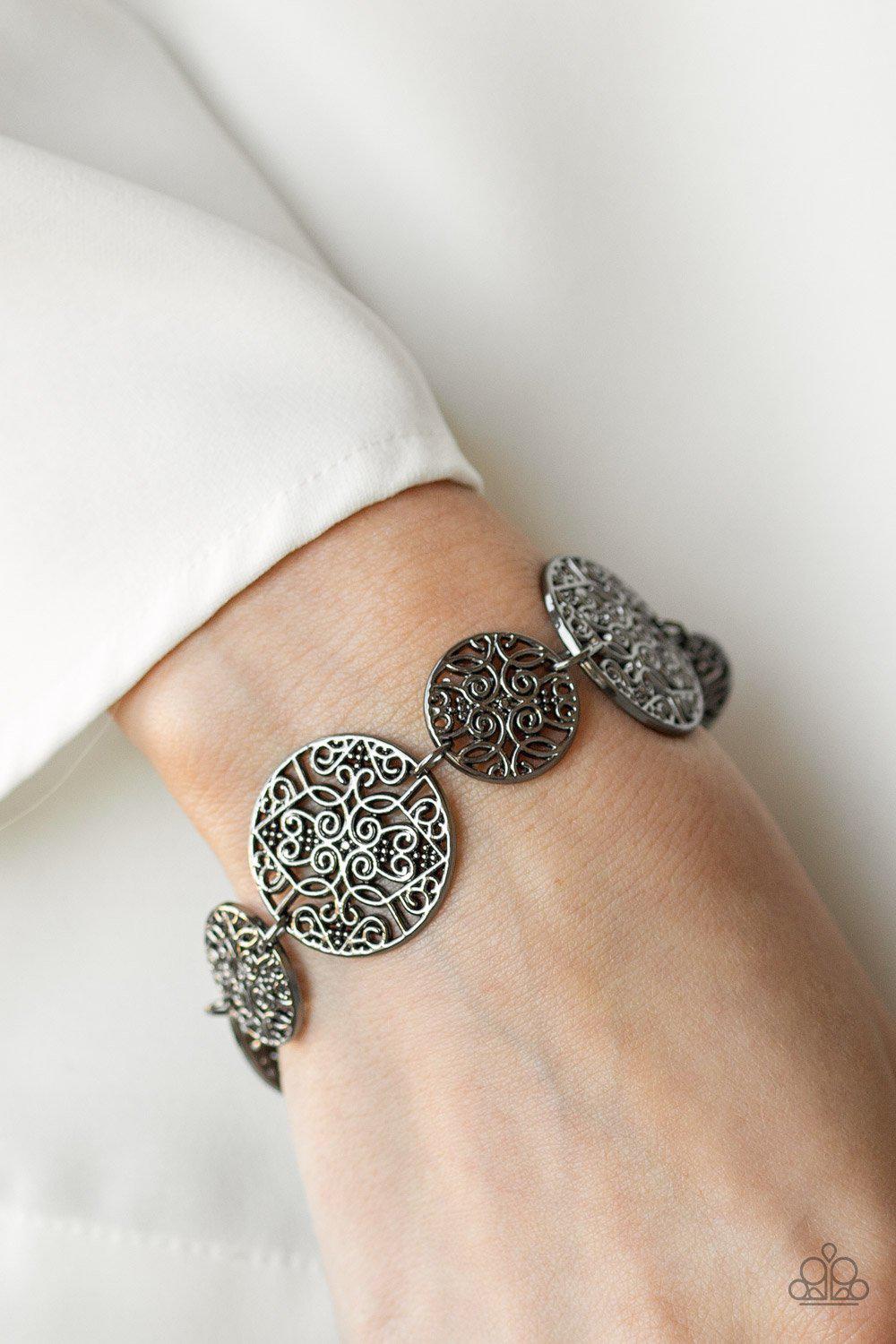 Modestly Malibu Gunmetal Black Bracelet - Paparazzi Accessories- lightbox - CarasShop.com - Paparazzi Jewelry by Cara Jewels