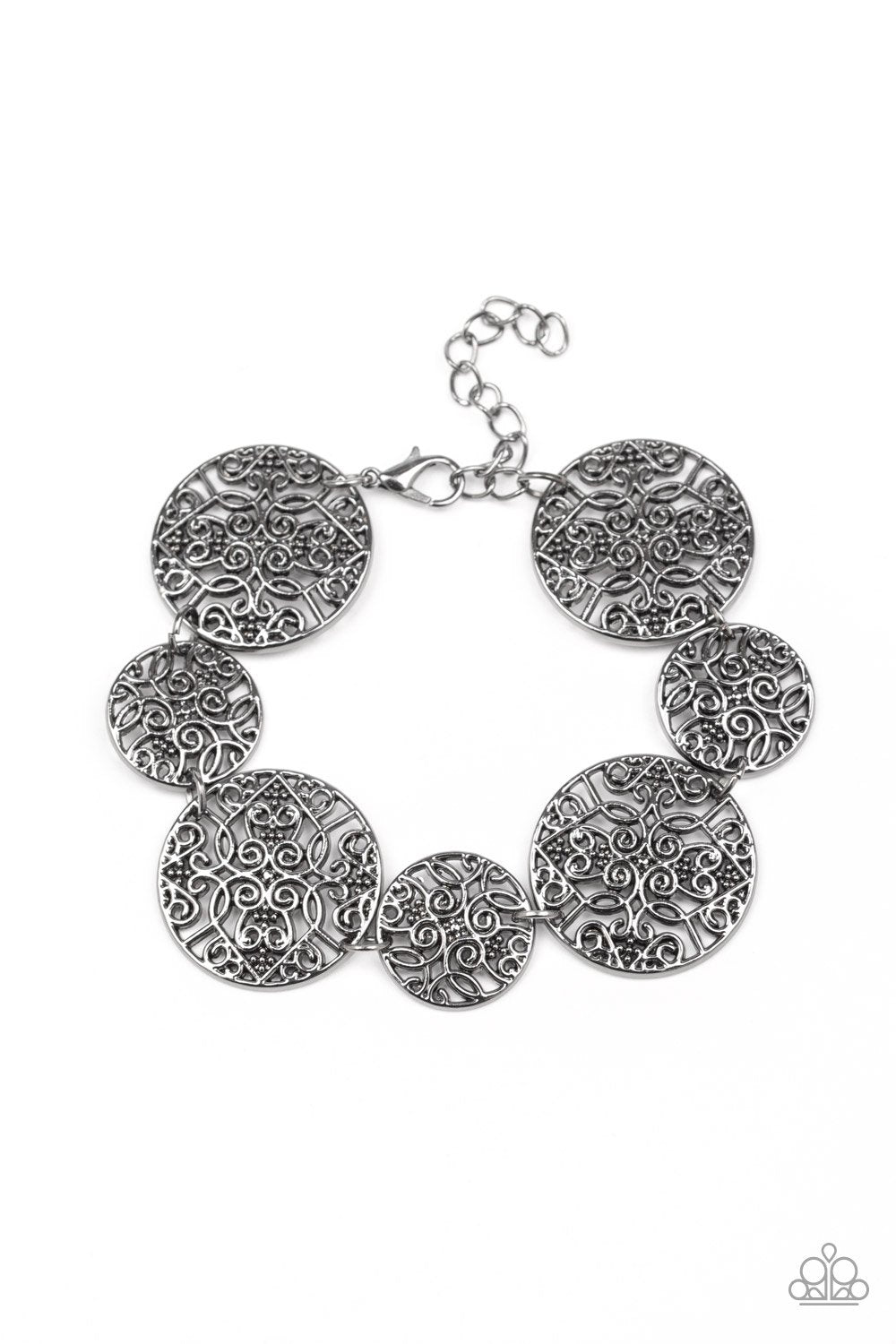 Modestly Malibu Gunmetal Black Bracelet - Paparazzi Accessories- on model - CarasShop.com - Paparazzi Jewelry by Cara Jewels