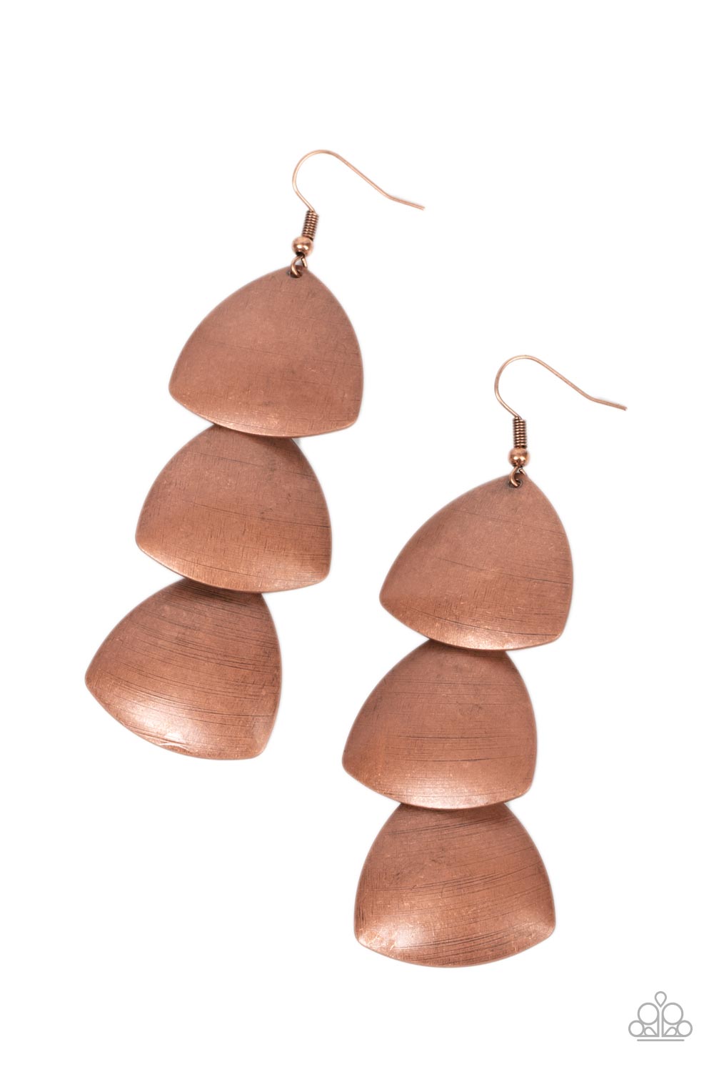 Modishly Metallic Copper Earrings - Paparazzi Accessories- lightbox - CarasShop.com - Paparazzi Jewelry by Cara Jewels
