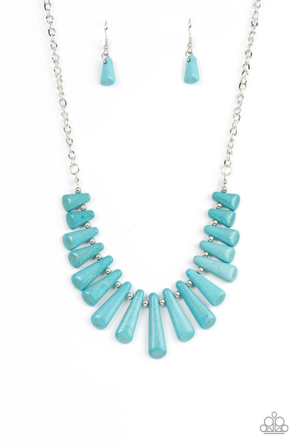 Mojave Empress Turquoise Blue Stone Necklace - Paparazzi Accessories- lightbox - CarasShop.com - Paparazzi Jewelry by Cara Jewels