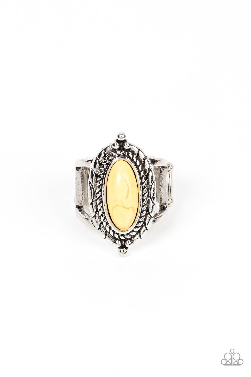 Mojave Metro Yellow Stone Ring - Paparazzi Accessories- lightbox - CarasShop.com - Paparazzi Jewelry by Cara Jewels