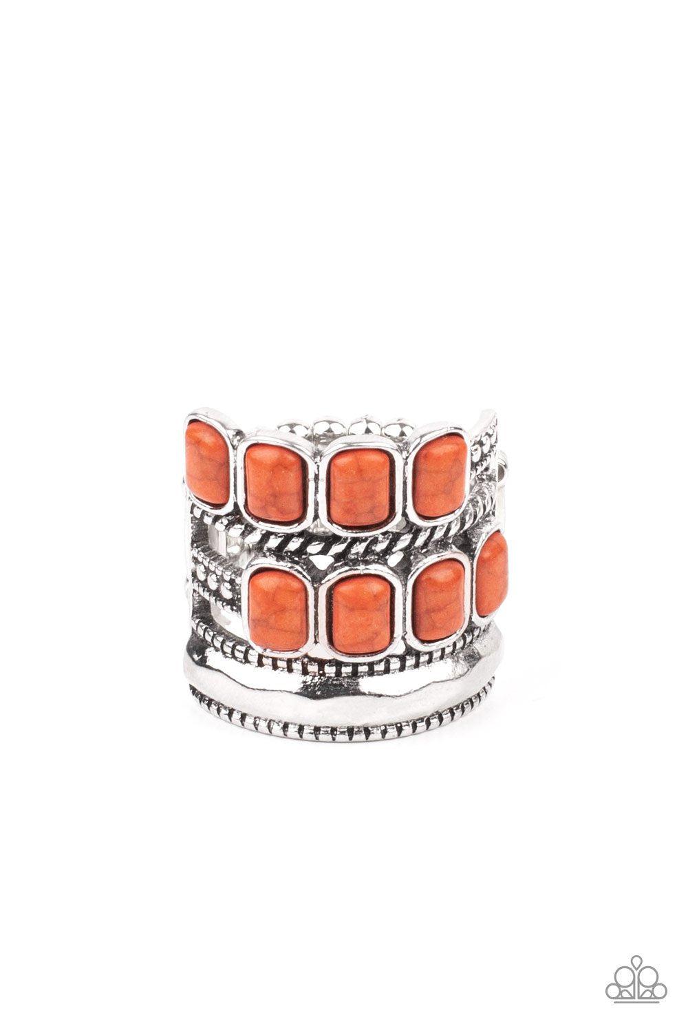 Mojave Monument Orange and Silver Ring - Paparazzi Accessories- lightbox - CarasShop.com - Paparazzi Jewelry by Cara Jewels