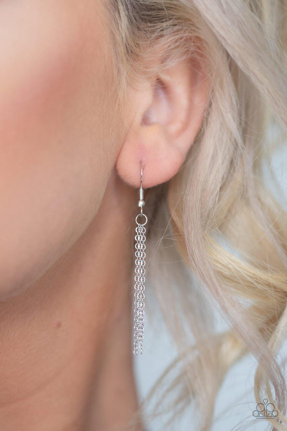 Moms Do It Better Silver and Blue Necklace - Paparazzi Accessories - free matching earrings -CarasShop.com - Paparazzi Jewelry by Cara Jewels