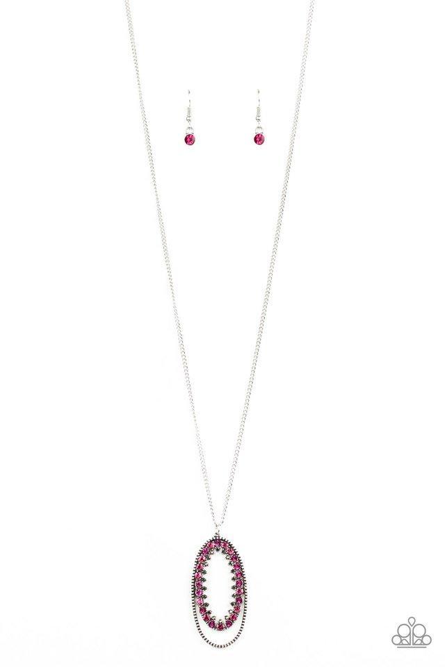 Money Mood Pink Rhinestone Necklace - Paparazzi Accessories- lightbox - CarasShop.com - Paparazzi Jewelry by Cara Jewels