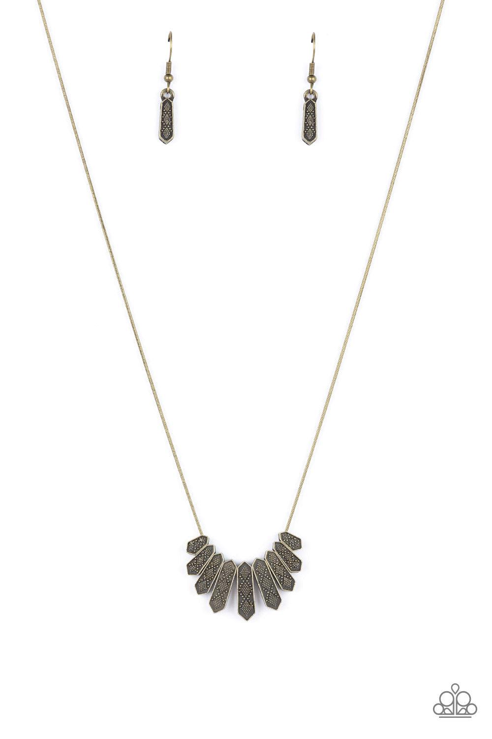 Monumental March Brass Necklace - Paparazzi Accessories- lightbox - CarasShop.com - Paparazzi Jewelry by Cara Jewels
