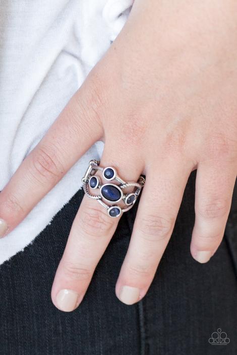 Moon Mood Blue Moonstone Ring - Paparazzi Accessories- lightbox - CarasShop.com - Paparazzi Jewelry by Cara Jewels