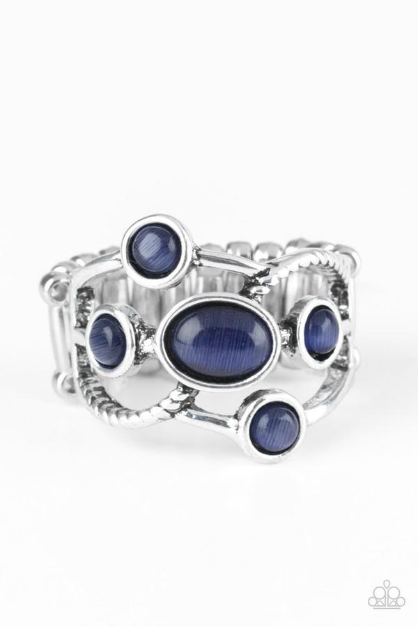 Moon Mood Blue Moonstone Ring - Paparazzi Accessories- on model - CarasShop.com - Paparazzi Jewelry by Cara Jewels