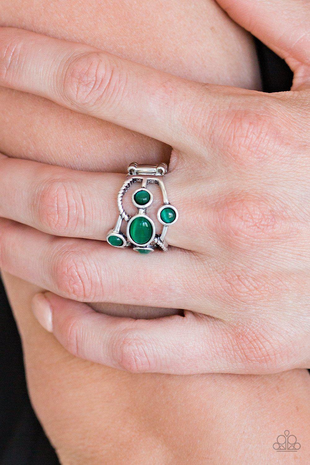 Moon Mood Green Moonstone Ring - Paparazzi Accessories- lightbox - CarasShop.com - Paparazzi Jewelry by Cara Jewels