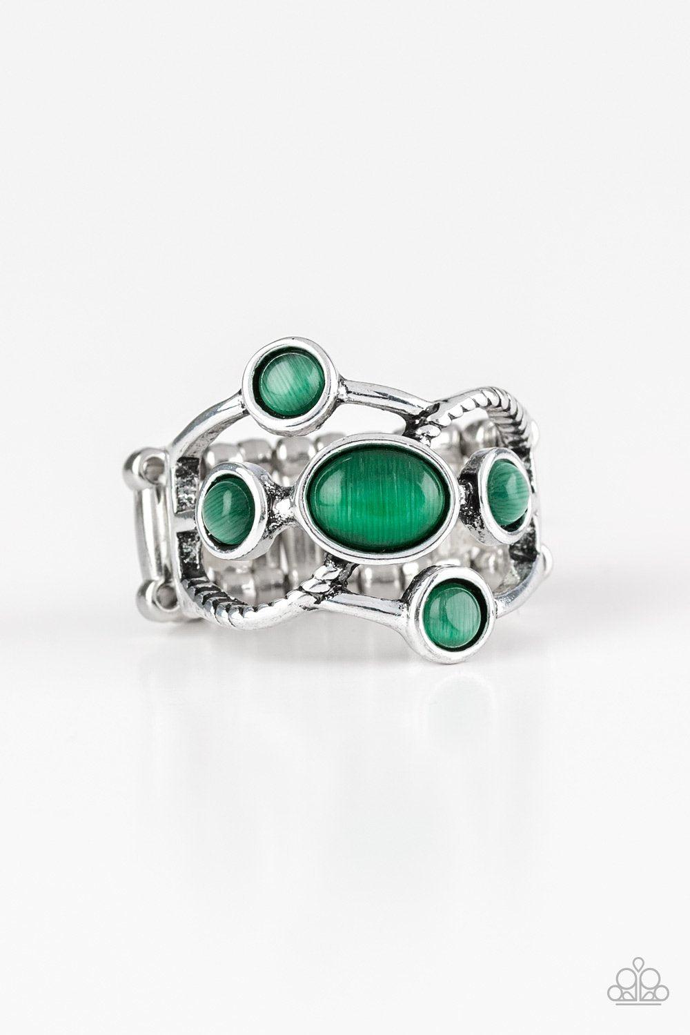 Moon Mood Green Moonstone Ring - Paparazzi Accessories- on model - CarasShop.com - Paparazzi Jewelry by Cara Jewels