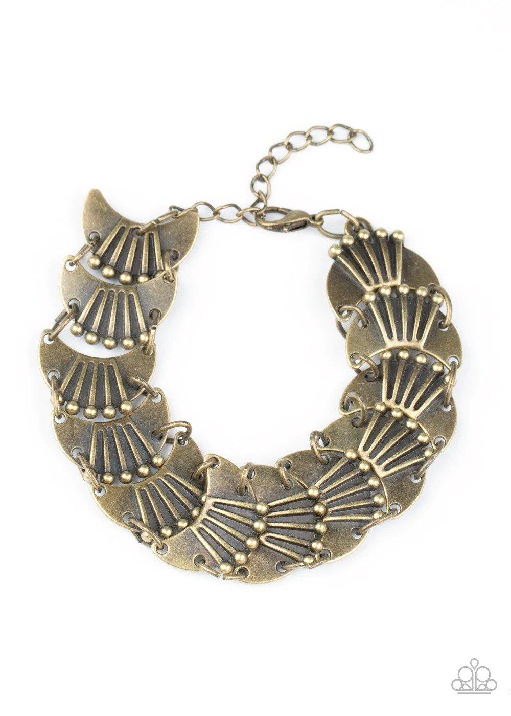 Moonlit Mesa Brass Bracelet - Paparazzi Accessories- lightbox - CarasShop.com - Paparazzi Jewelry by Cara Jewels