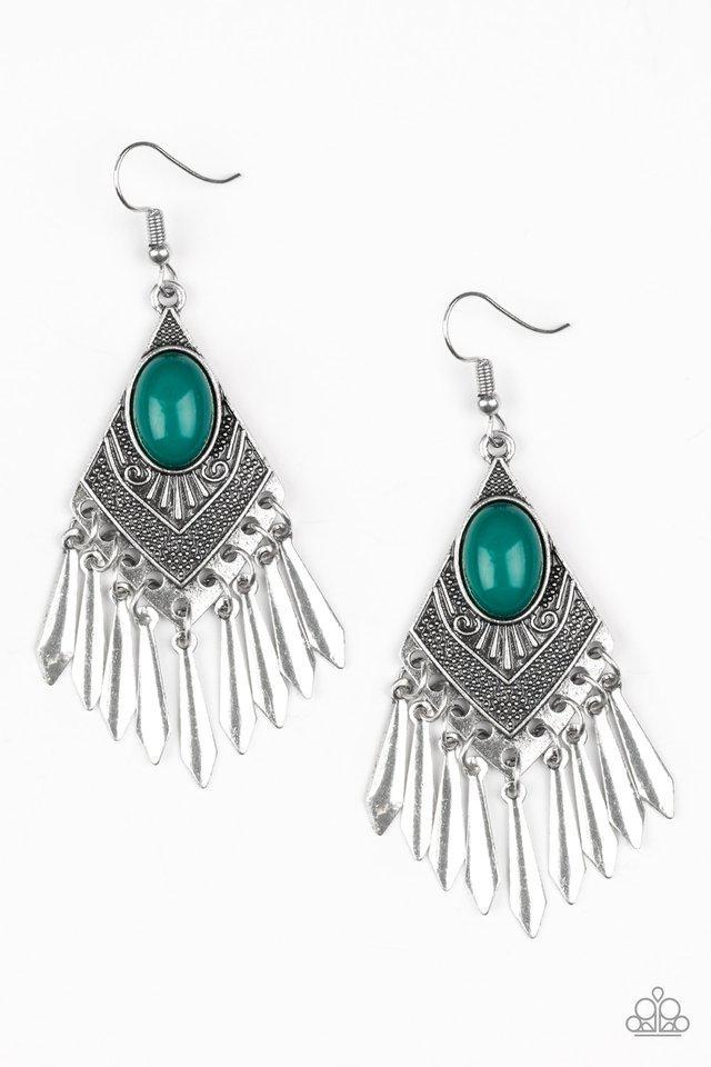 Mostly Monte-ZUMBA Green and Silver Earrings - Paparazzi Accessories- lightbox - CarasShop.com - Paparazzi Jewelry by Cara Jewels