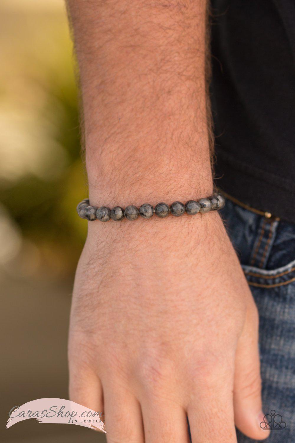 Motivation - Silver Stone Stretch Bracelet - Paparazzi Accessories- on model - CarasShop.com - Paparazzi Jewelry by Cara Jewels