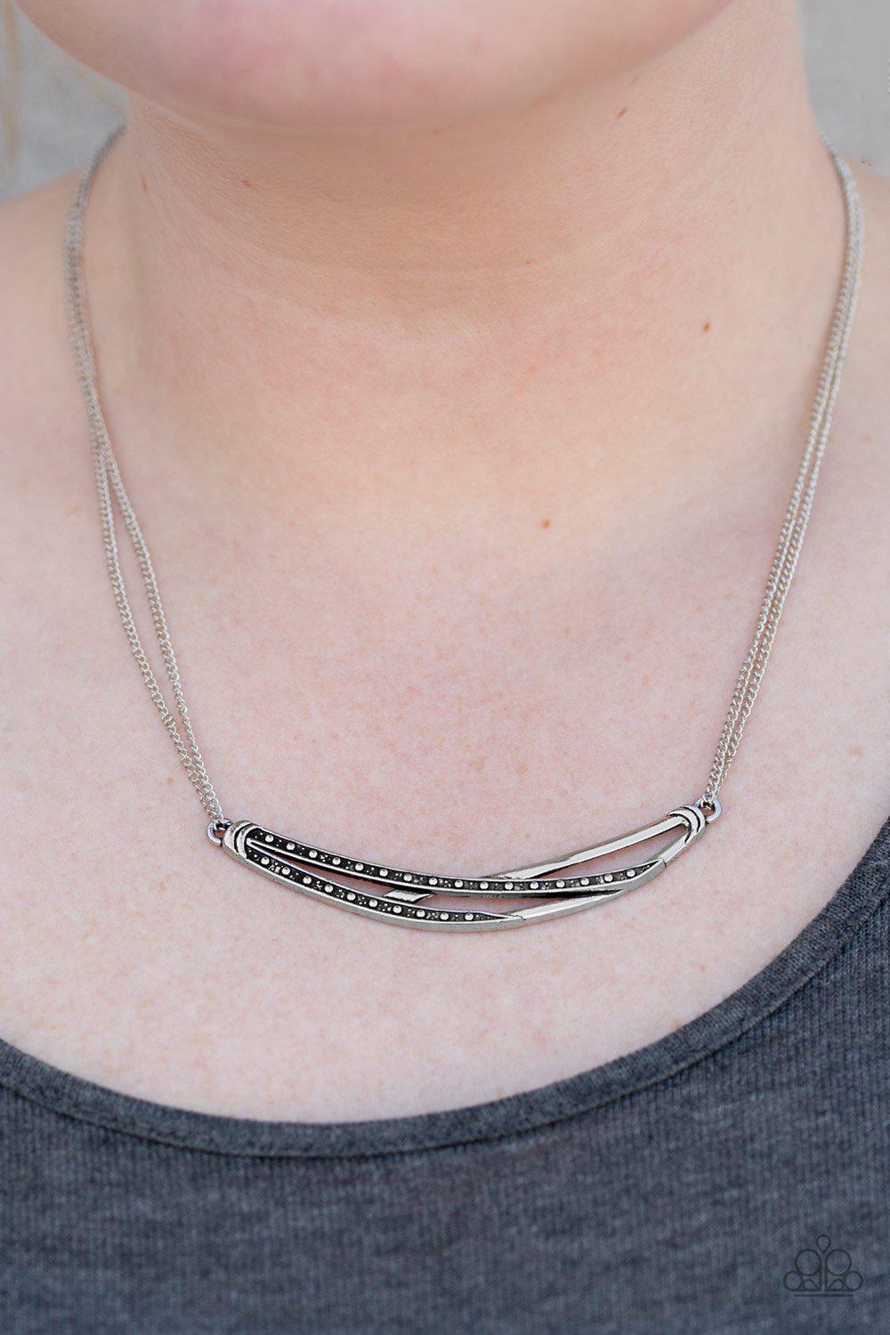 Moto Modern Brass Necklace - Paparazzi Accessories- lightbox - CarasShop.com - Paparazzi Jewelry by Cara Jewels