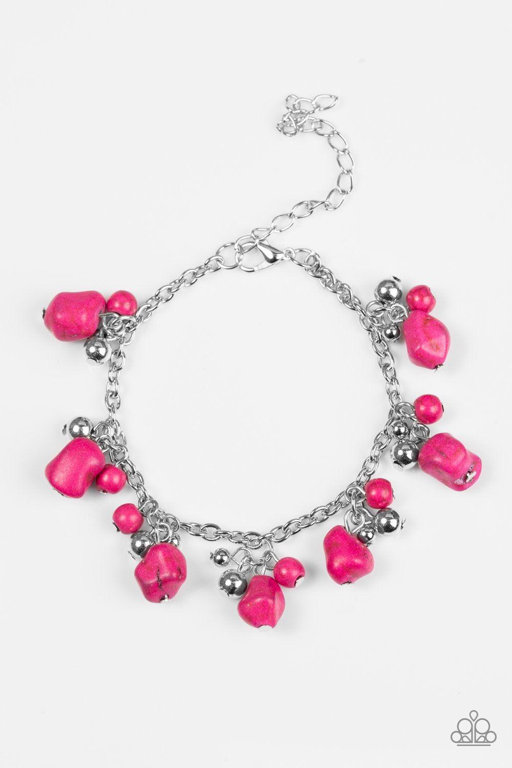 Mountain Mamba Pink Stone Bracelet - Paparazzi Accessories- lightbox - CarasShop.com - Paparazzi Jewelry by Cara Jewels