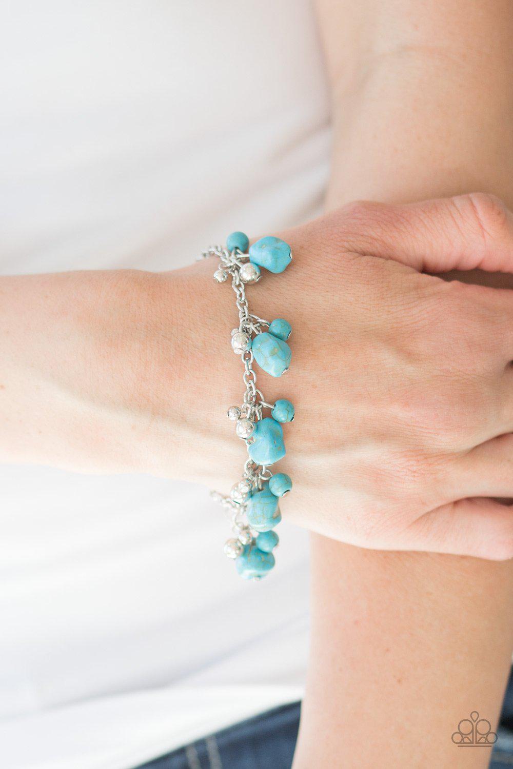 Mountain Mamba Silver and Turquoise Blue Stone Bracelet - Paparazzi Accessories- lightbox - CarasShop.com - Paparazzi Jewelry by Cara Jewels