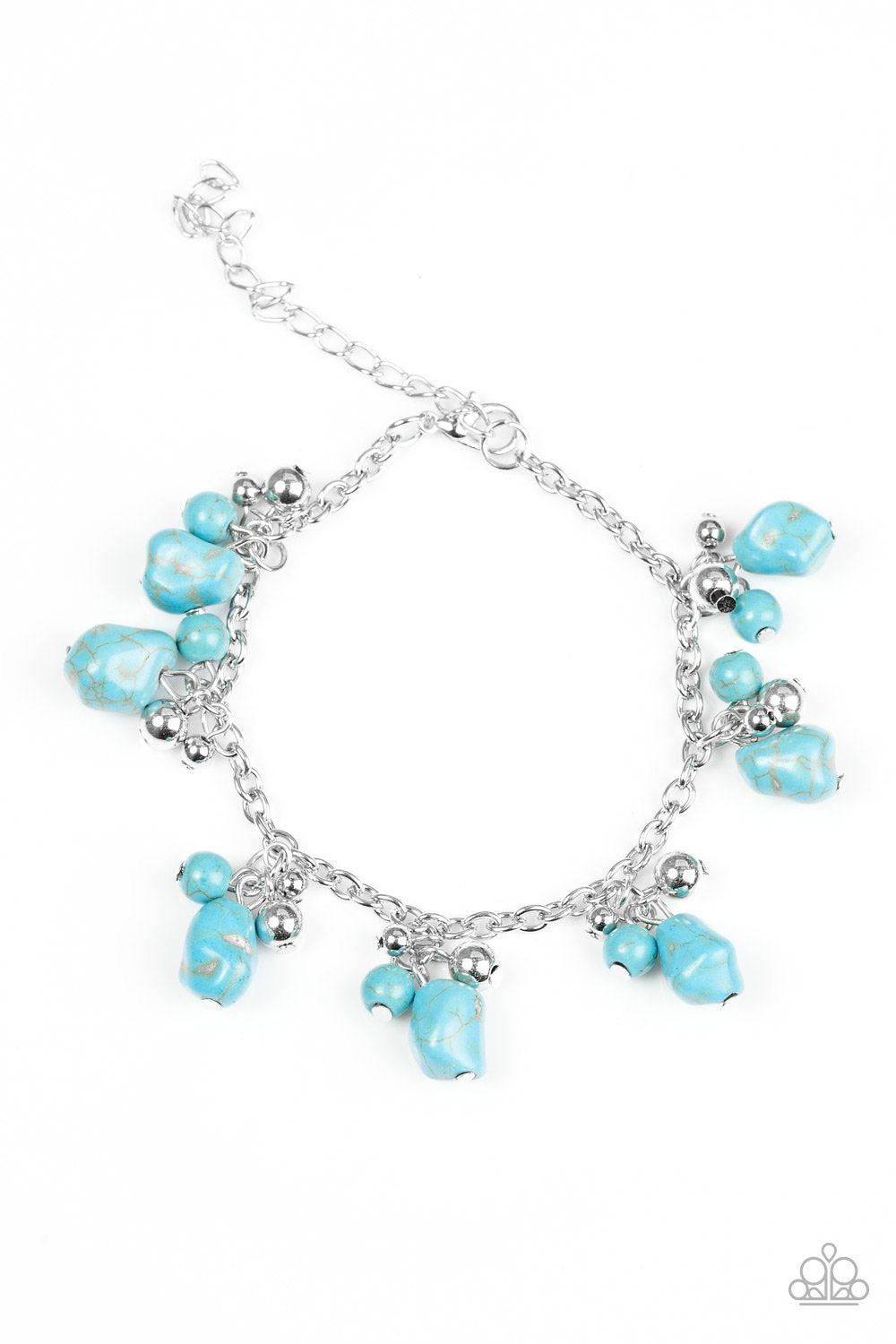 Mountain Mamba Silver and Turquoise Blue Stone Bracelet - Paparazzi Accessories- on model - CarasShop.com - Paparazzi Jewelry by Cara Jewels