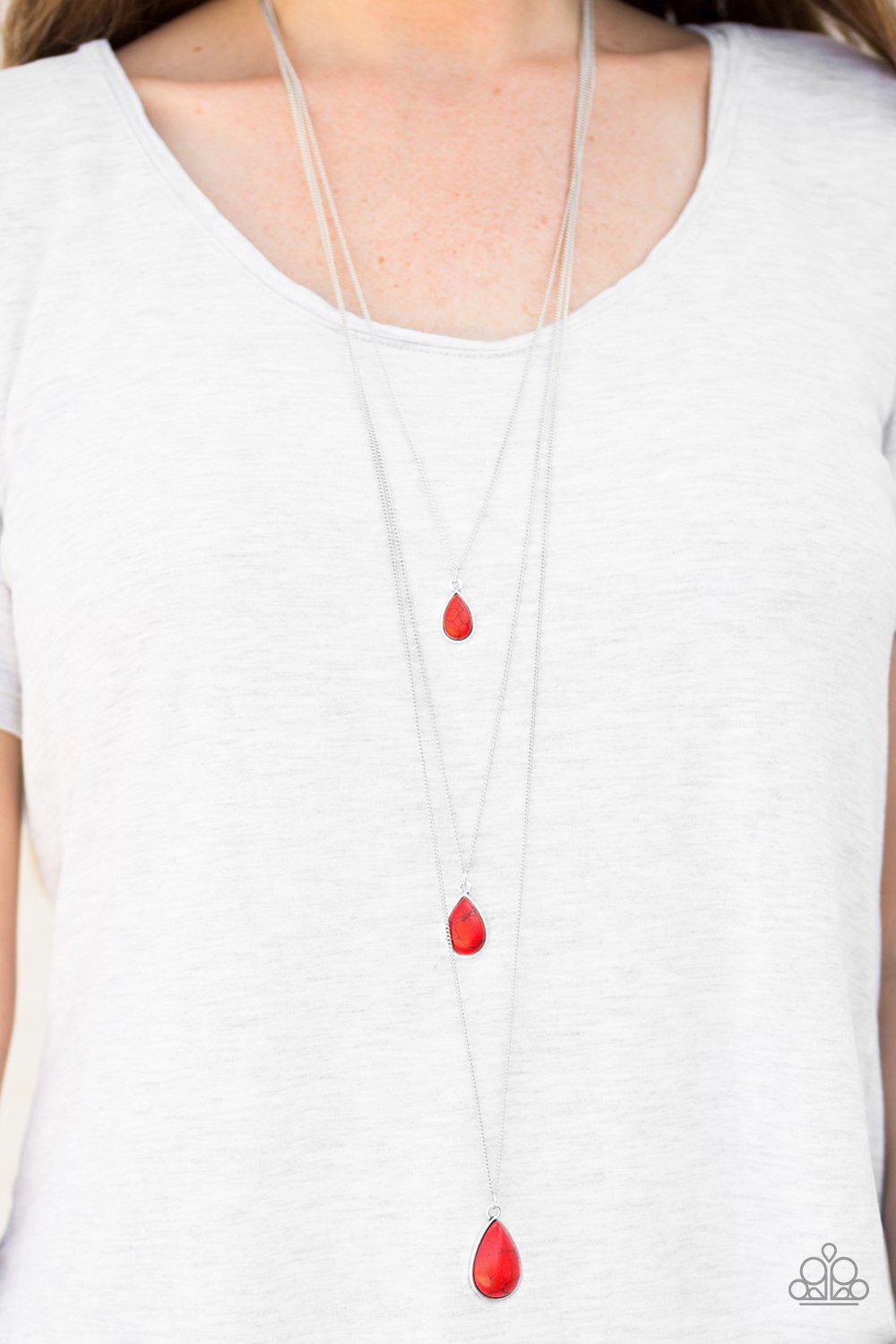 Mountain Tears Red Stone Necklace - Paparazzi Accessories- lightbox - CarasShop.com - Paparazzi Jewelry by Cara Jewels