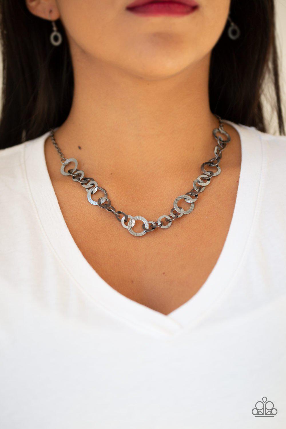 Move It On Over Gunmetal Black Necklace - Paparazzi Accessories- lightbox - CarasShop.com - Paparazzi Jewelry by Cara Jewels