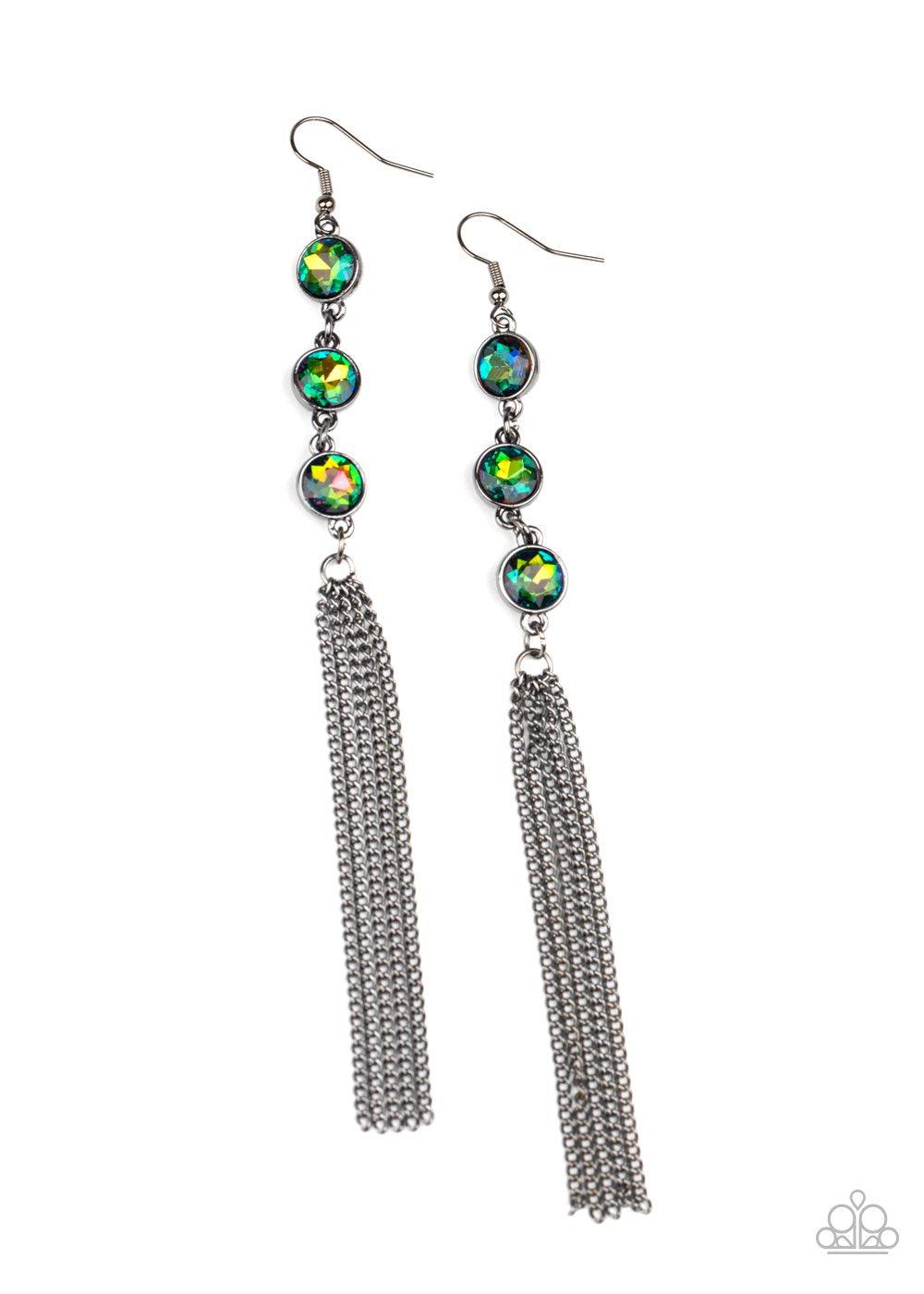 Moved To TIERS Multi-color "Oil Spill" Rhinestone Earrings - Paparazzi Accessories- lightbox - CarasShop.com - Paparazzi Jewelry by Cara Jewels