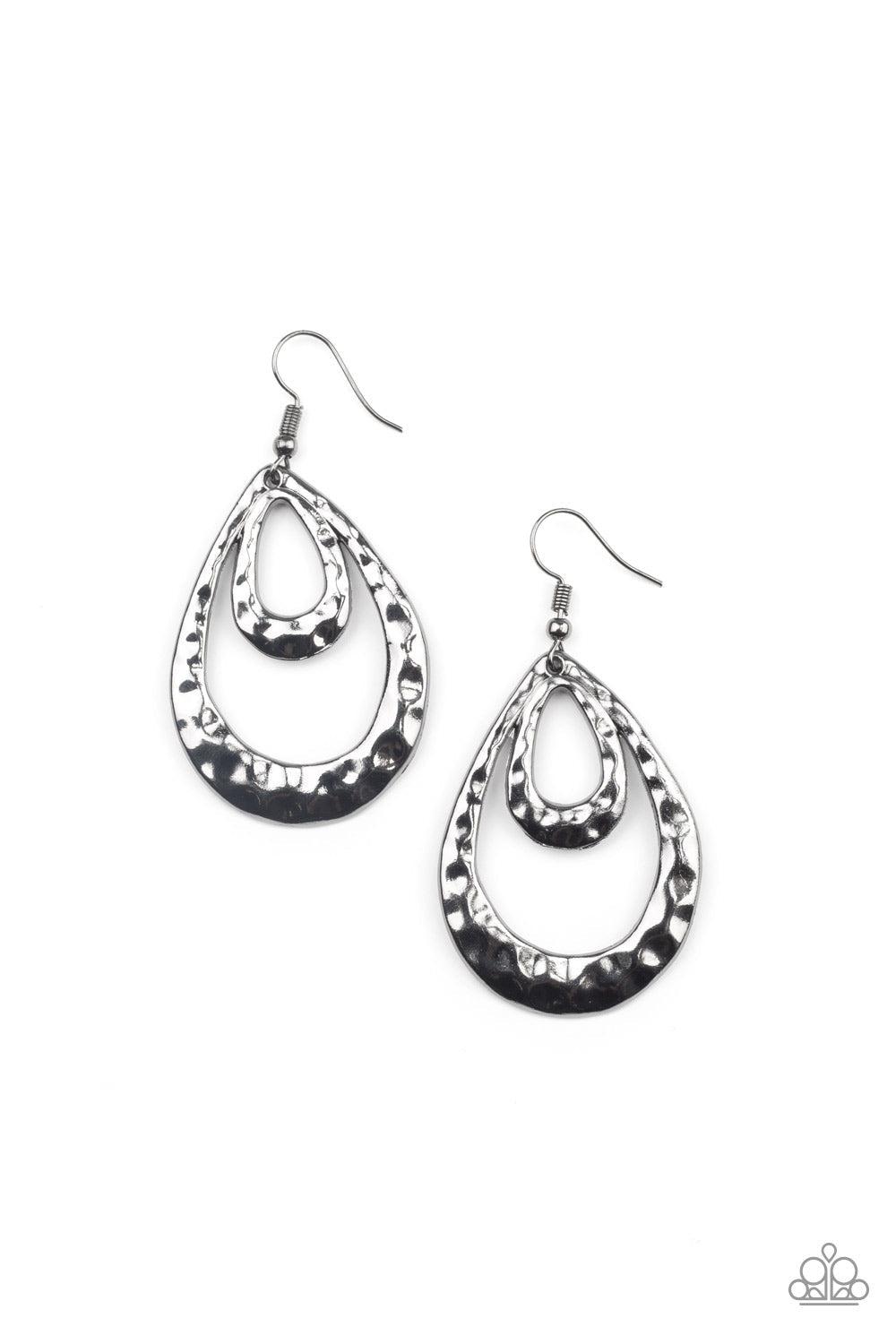 Museum Muse Gunmetal Black Earrings - Paparazzi Accessories- lightbox - CarasShop.com - Paparazzi Jewelry by Cara Jewels