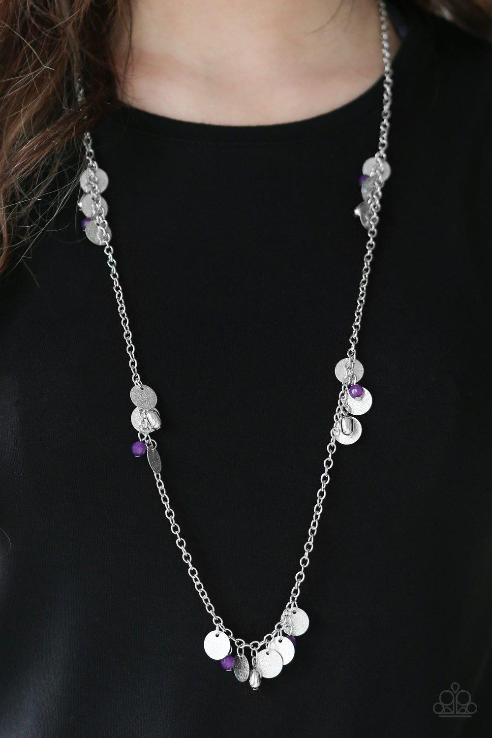 Musical Expression Silver and Purple Necklace - Paparazzi Accessories- lightbox - CarasShop.com - Paparazzi Jewelry by Cara Jewels