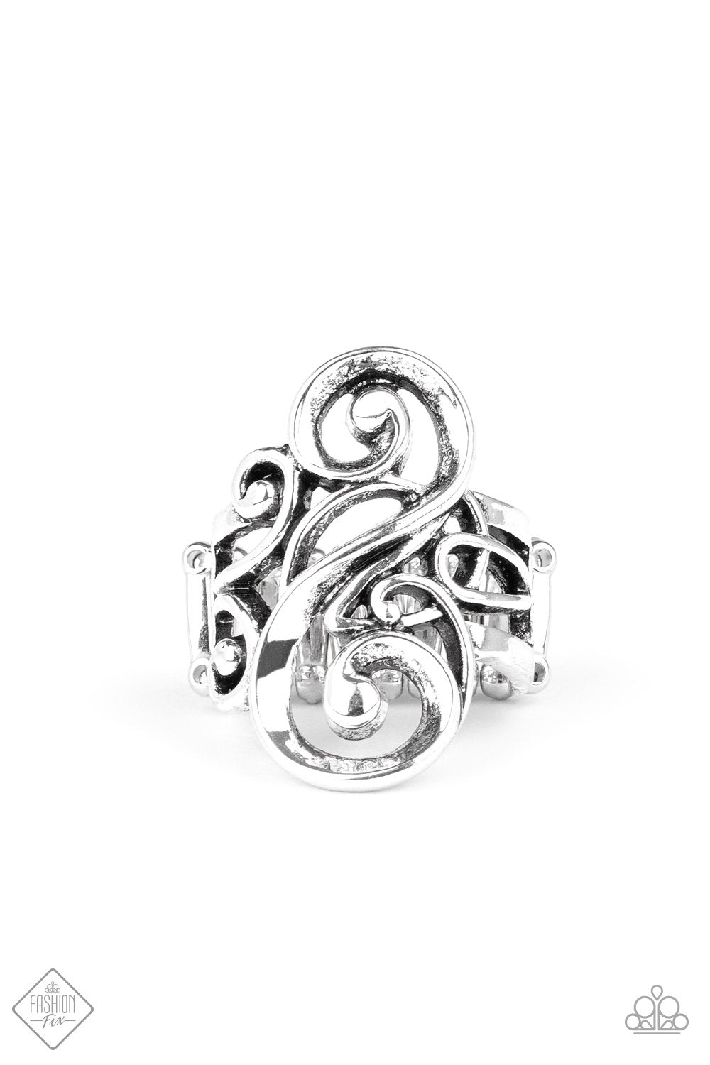 Musical Motif Silver Ring - Paparazzi Accessories- on model - CarasShop.com - Paparazzi Jewelry by Cara Jewels