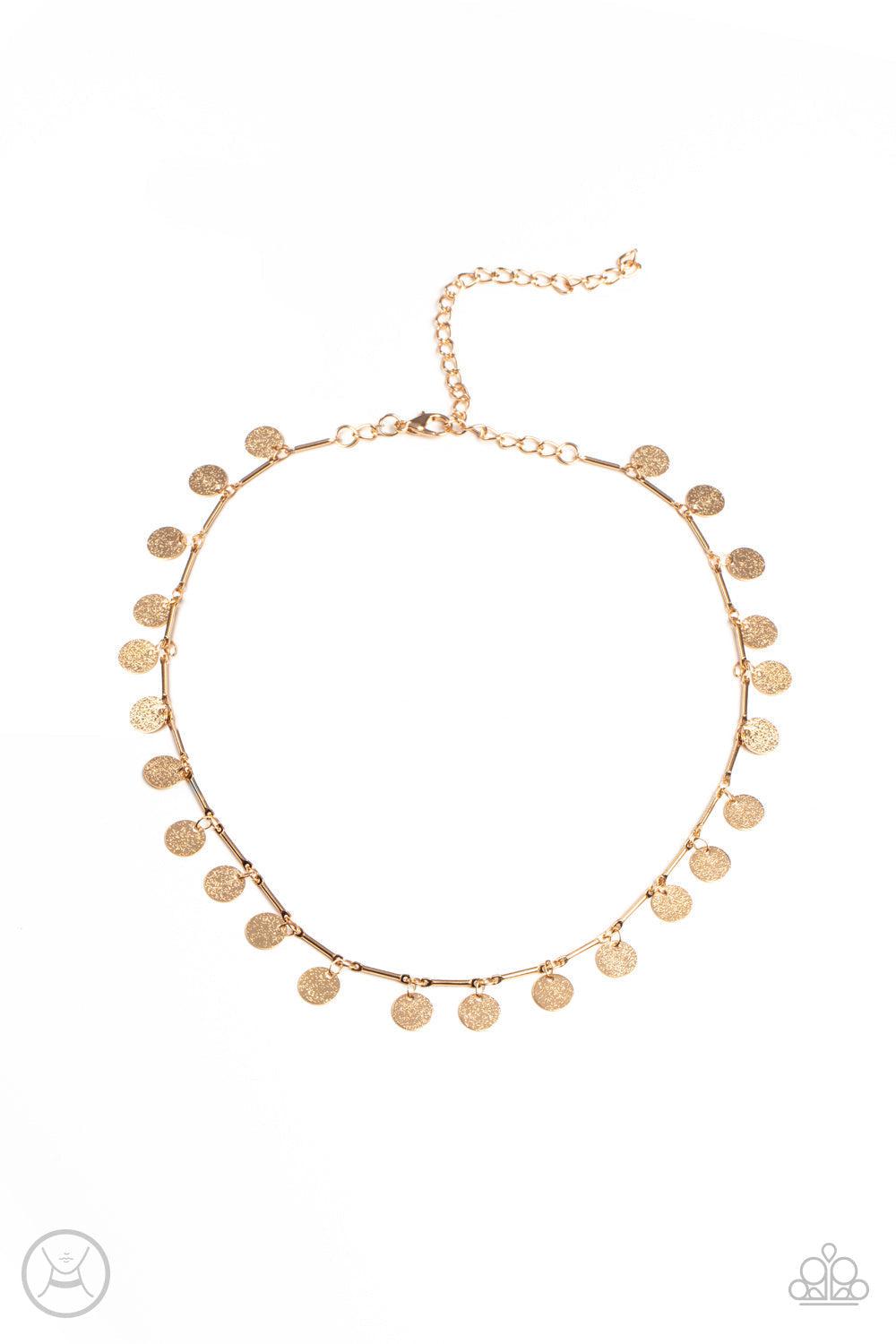 Musically Minimalist Gold Necklace - Paparazzi Accessories- lightbox - CarasShop.com - Paparazzi Jewelry by Cara Jewels