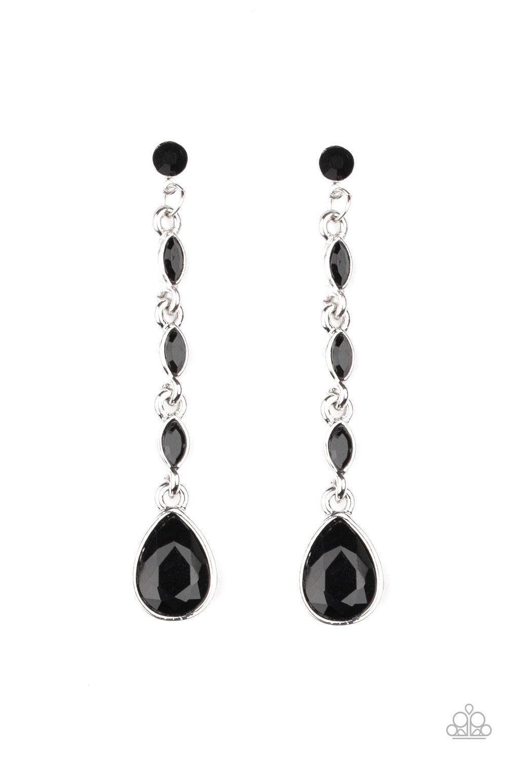 Must Love Diamonds Black Rhinestone Earrings - Paparazzi Accessories- lightbox - CarasShop.com - Paparazzi Jewelry by Cara Jewels