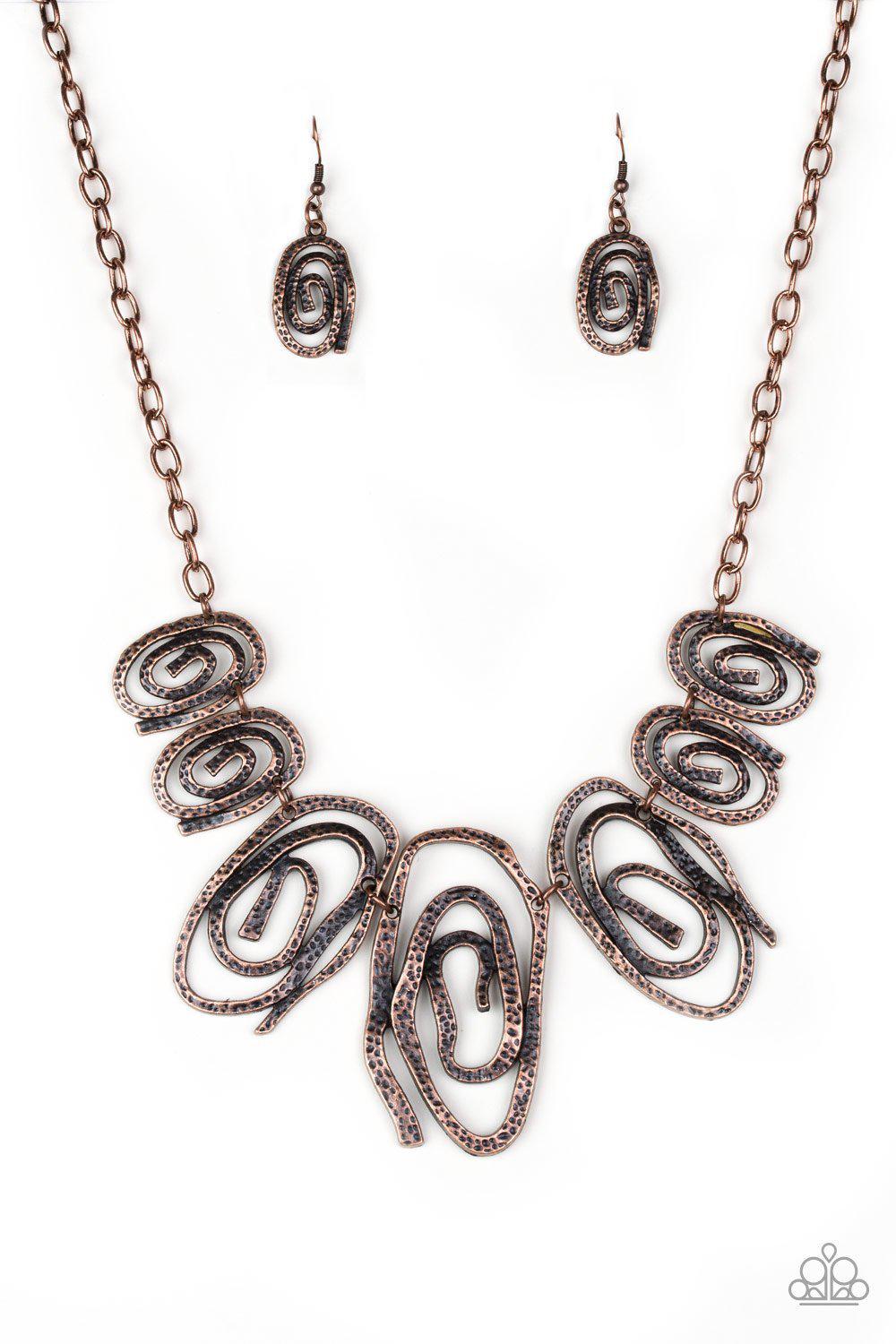 My Cave Is Your Cave Copper Swirl Necklace - Paparazzi Accessories- lightbox - CarasShop.com - Paparazzi Jewelry by Cara Jewels