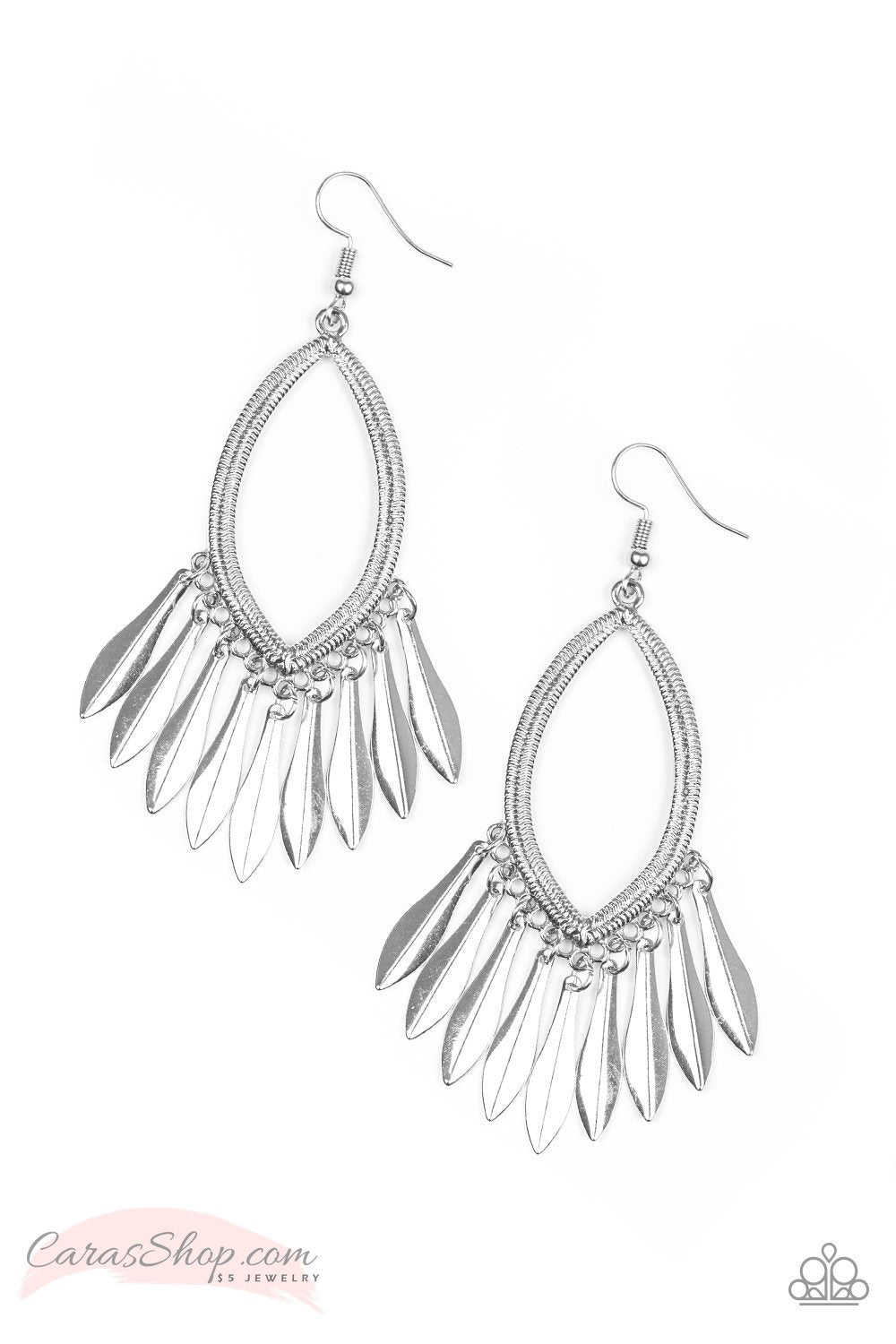 My FLAIR Lady Silver Earrings - Paparazzi Accessories- lightbox - CarasShop.com - Paparazzi Jewelry by Cara Jewels