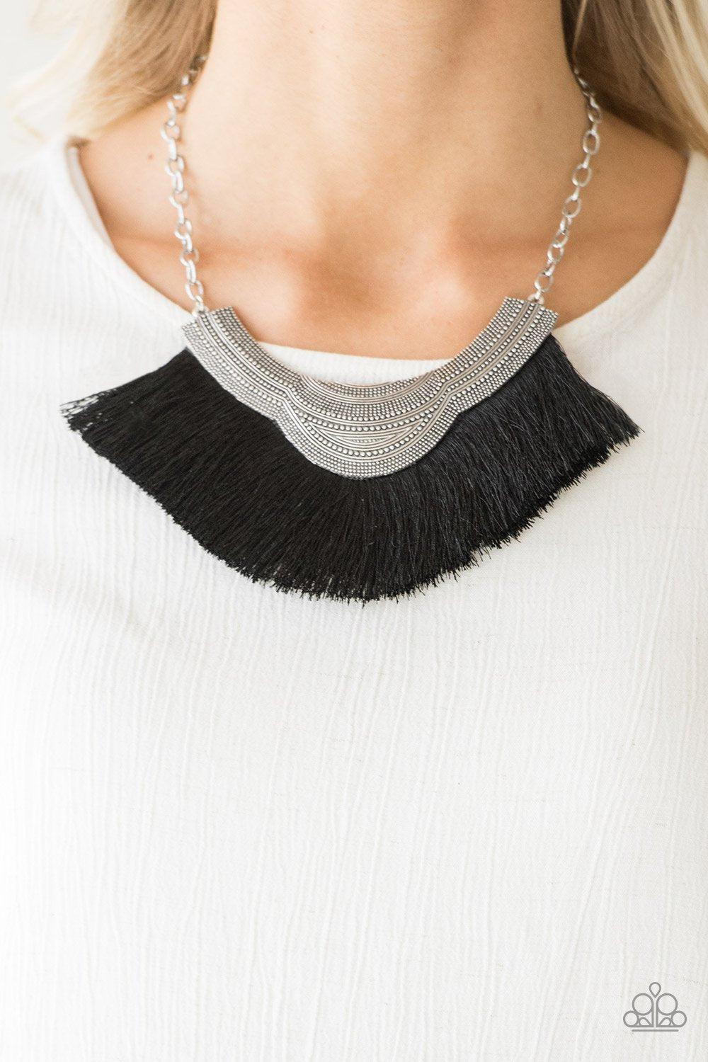 My Pharaoh Lady Black Fringe Necklace - Paparazzi Accessories- lightbox - CarasShop.com - Paparazzi Jewelry by Cara Jewels