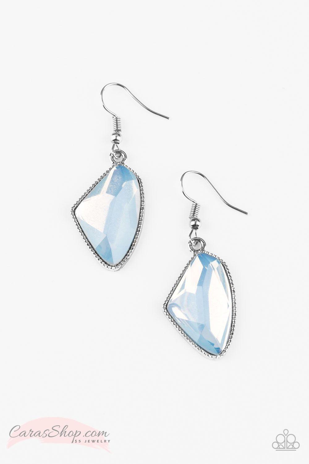 Mystic Mist - Blue Earrings - Paparazzi Accessories- on model - CarasShop.com - Paparazzi Jewelry by Cara Jewels
