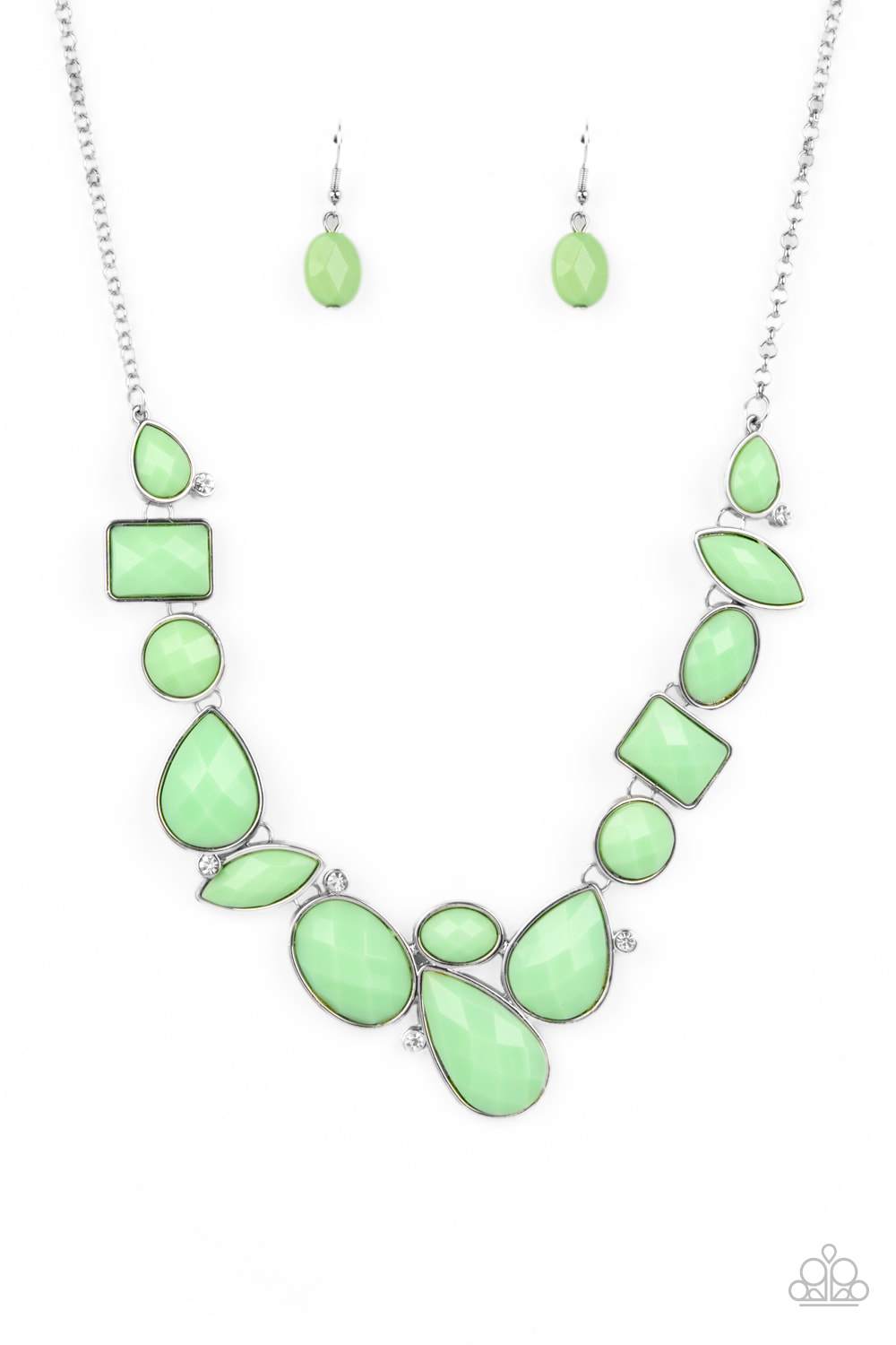 Mystical Mirage Green Necklace - Paparazzi Accessories Spring Exclusive 2021- on model - CarasShop.com - Paparazzi Jewelry by Cara Jewels
