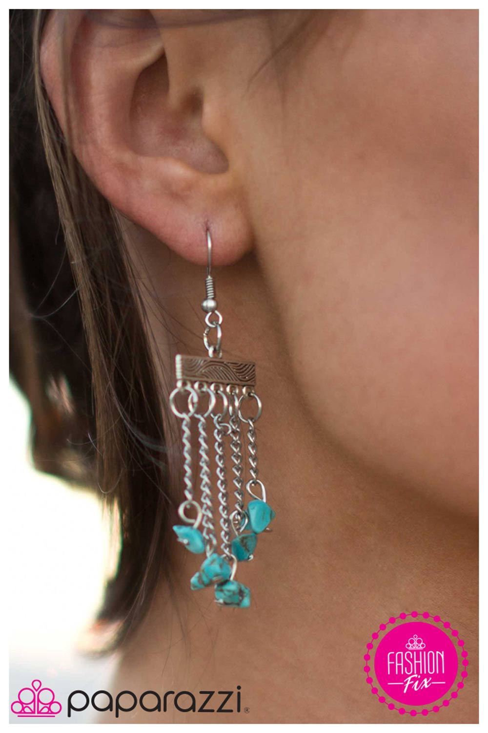 Natural Born Bombshell Turquoise Blue Stone Earrings - Paparazzi Accessories- lightbox - CarasShop.com - Paparazzi Jewelry by Cara Jewels